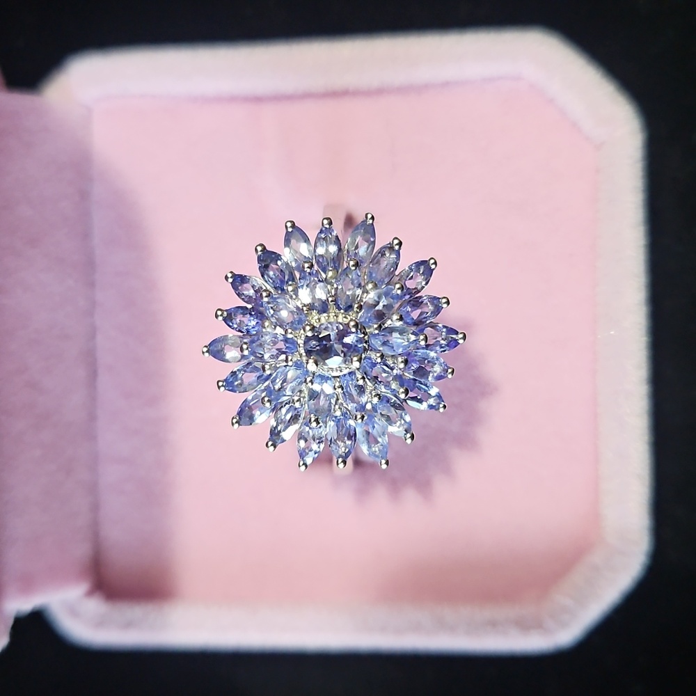 Tanzanite Floral Cluster Ring